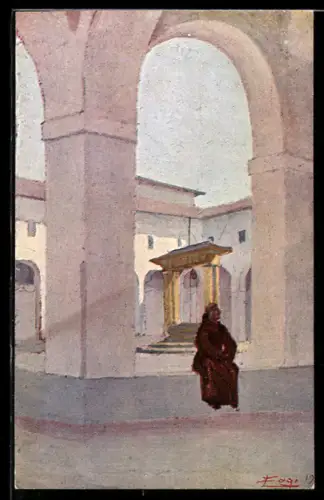 Künstler-AK Assisi, S. Maria degli Angeli, Il Chiostro