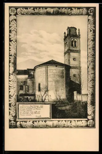 AK Ferrara, Chiesa di San Giorgio con campanile in cornice decorativa