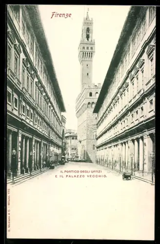 AK Firenze, Il portico degli Uffizi e il Palazzo Vecchio