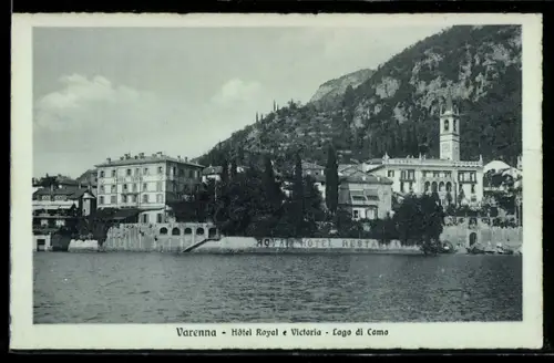 AK Varenna /Lago di Como, Hotel Royal e Victoria con vista montagna e campanile