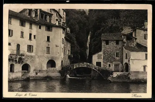 AK Nesso /Lago di Como, Ponte storico e case sul lago