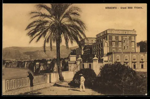 AK Sorrento, Grand Hôtel Vittoria con palma e vista sulla costa