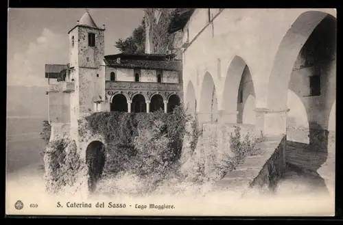 AK S. Caterina del Sasso /Lago Maggiore, Vista del monastero sulla scogliera