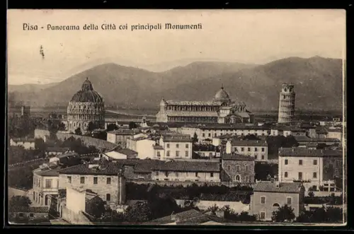 AK Pisa, Panorama della città coi principali monumenti