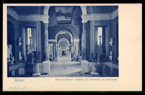 AK Roma, Museo Vaticano Galleria dei Candelabri (M. Simonetti)