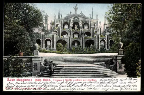 AK Isola Bella /Lago Maggiore, Terrazze e Grotta centrale del giardino