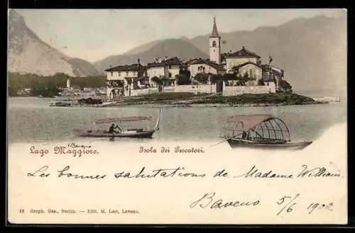 AK Isola dei Pescatori /Lago Maggiore, vista con barche sul lago