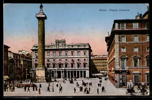 AK Roma, Piazza Colonna con la Colonna di Marco Aurelio e palazzi circostanti