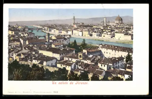 AK Firenze, Panorama della città con il fiume Arno e la Cattedrale di Santa Maria del Fiore
