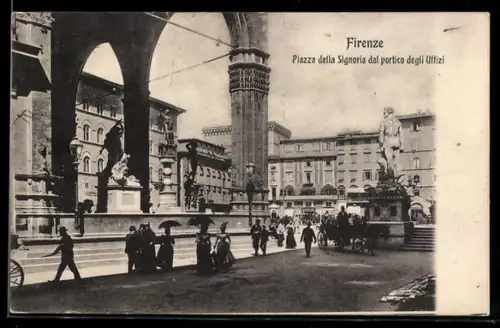AK Firenze, Piazza della Signoria dal portico degli Uffizi