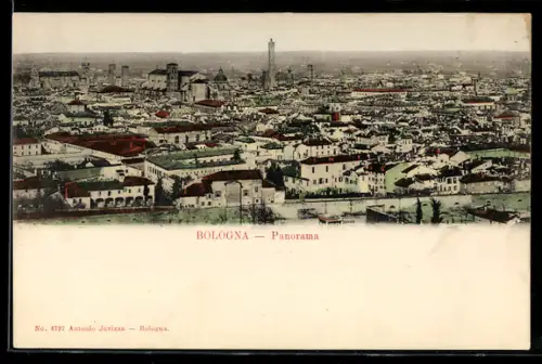 AK Bologna, Panorama della città con torri e edifici storici