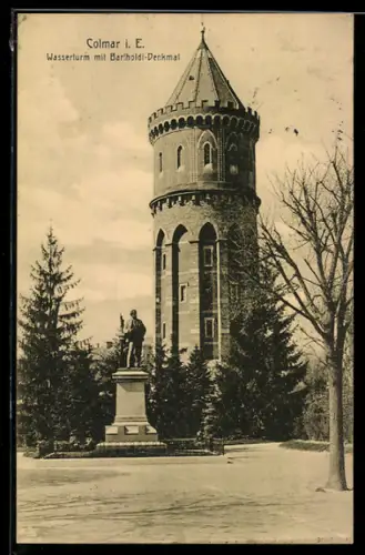AK Colmar i. E., Wasserturm mit Bartholdi-Denkmal