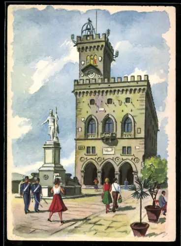 Künstler-AK Republica di S. Marino, Palazzo Pubblico