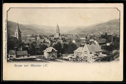 AK Münster i. E., Panorama der Stadt