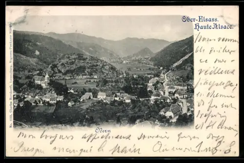 AK Odern, Ortsansicht mit Kirche im Tal