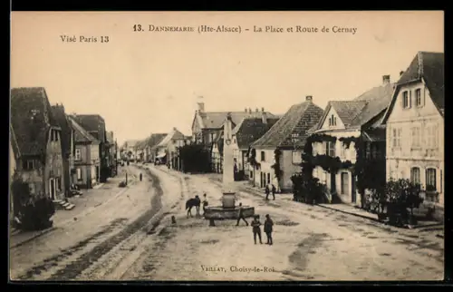 AK Dannemarie /Hte-Alsace, La Place et Route de Cernay