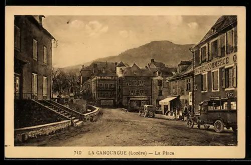 AK La Canourgue /Lozère, La Place, Hotel d. Commerce