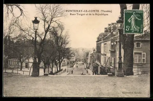 AK Fontenay-le-Comte /Vendée, Rues Turgot et de la République