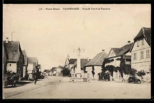 AK Dannemarie, Grande Rue et la Fontaine