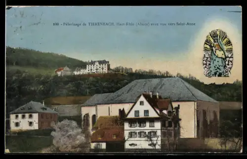 AK Tierenbach /Alsace, Pèlerinage avec vue vers Saint-Anne