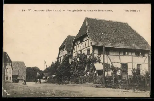 AK Wolfersdorf /Hte-Alsace, Vue générale et route de Dannemarie
