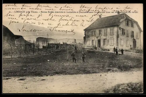 AK Limbach près Thann, Ferme Kolb éventrée et incendiée