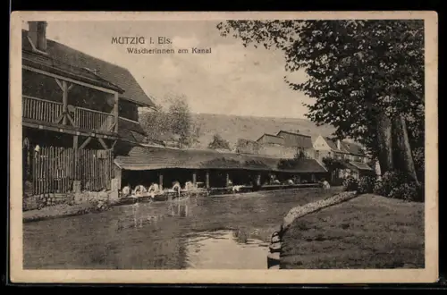 AK Mutzig i. Els., Wäscherinnen am Kanal