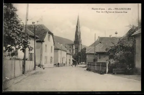 AK Felleringen, Vue de l`Eglise et Grande-Rue