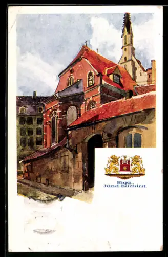 Künstler-AK Riga, Johanneskirche, Jana. baznica