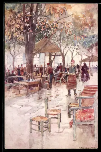Künstler-AK Constantinople, Café turc