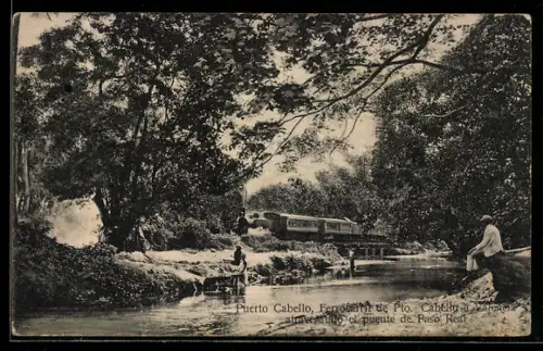 AK Puerto Cabello, Ferrocarril de Pto. Cabello a Caracas atravesando el puente de Paso Real