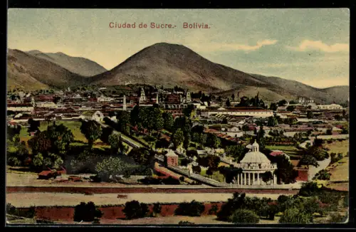 AK Ciudad de Sucre, Panorama der Stadt mit Kuppelbau