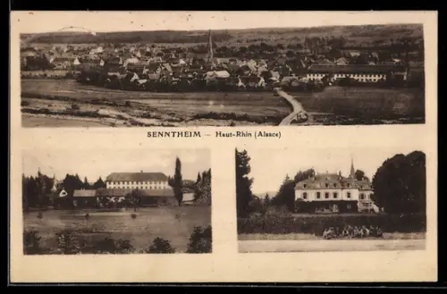 AK Senntheim /Haut-Rhin, Panorama der Ortschaft mit Gutshaus und Villa