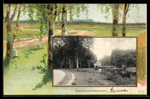 AK Oranjewoud-Heerenveen, Park mit Teich und Villa
