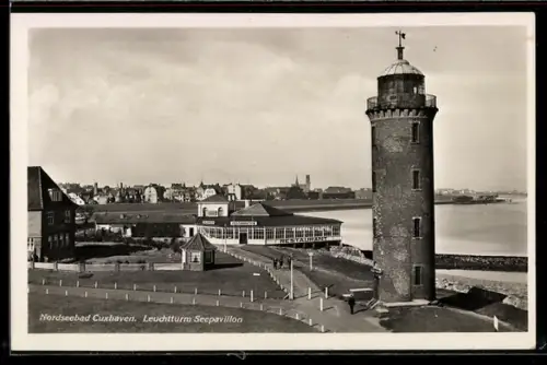 AK Cuxhaven, Leuchtturm, Seepavillon