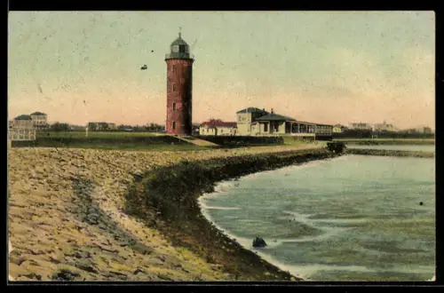 AK Cuxhaven, Leuchtturm und Seepavillon