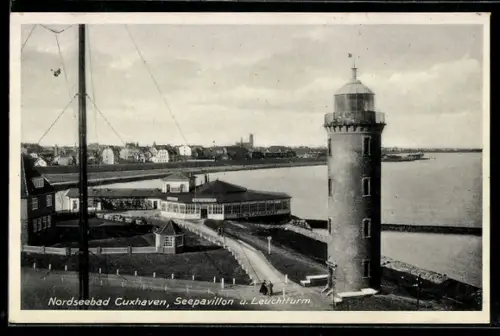 AK Cuxhaven, Seepavillon, Leuchtturm