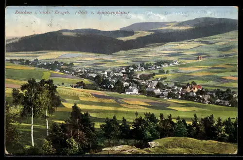 AK Raschau i. sächs. Erzgeb., Blick vom Schützenplatz
