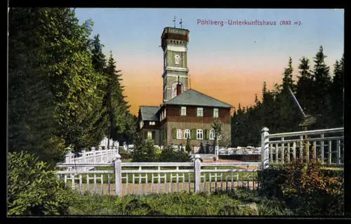 AK Annaberg i. Erzgeb., Pöhlberg Unterkunftshaus, Aussichtsturm