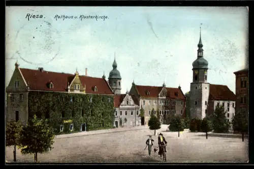 AK Riesa, Rathaus, Klosterkirche