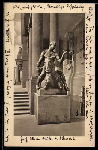 AK Dresden, Rats-Weinkeller, Skulptur am Eingang