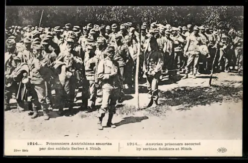 AK Nitch, Austrian prisoners escorted by Serbian Soldiers at Nitch