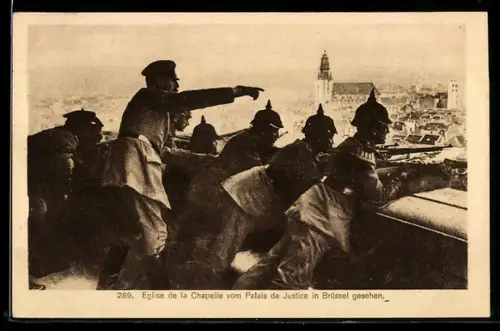 AK Brüssel, Eglise de la Chapelle vom Palais de Justice aus gesehen