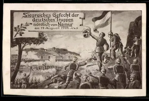 AK Siegreiches Gefecht der deutschen Truppen nördlich von Namur am 19. August 1914