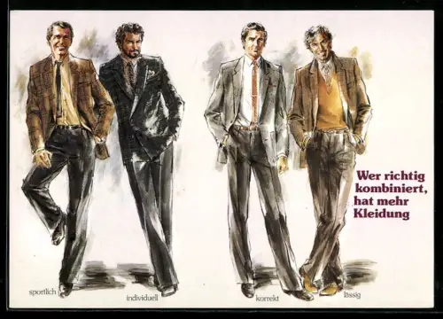AK Reklame Herrenbekleidung, Männer in Anzügen