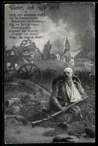 AK Vater, ich rufe dich! Gott, ich erkenne dich!..., betender verwundeter Soldat