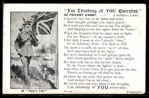 AK Britischer Infanterie-Soldat mit Gewehr über und Union Jack