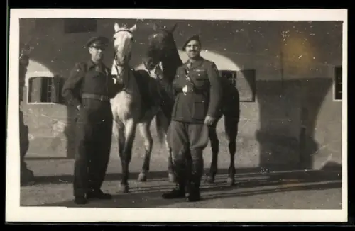 Foto-AK Britische Soldaten in Uniform mit Pferden