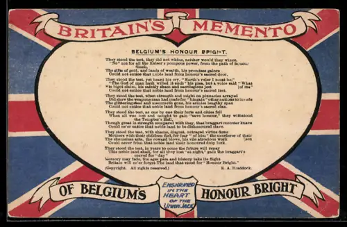 AK Britains Memento of Belgiums Honour Bright