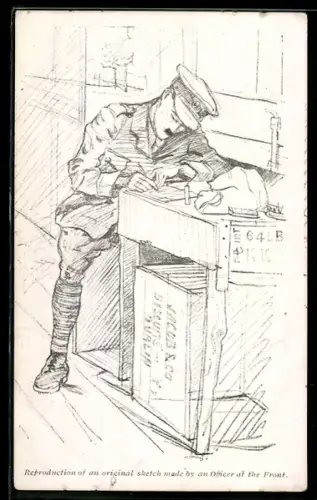 AK Britischer Soldat schreibt einen Feldpostbrief